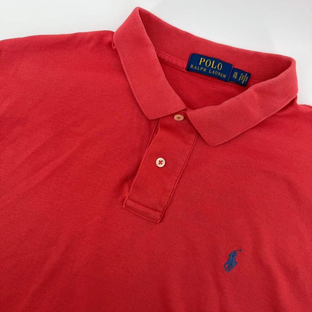 Polo Ralph Lauren Polo Mens XL Red Coral Short Sleeve‎ Cotton Pony Logo Shirt